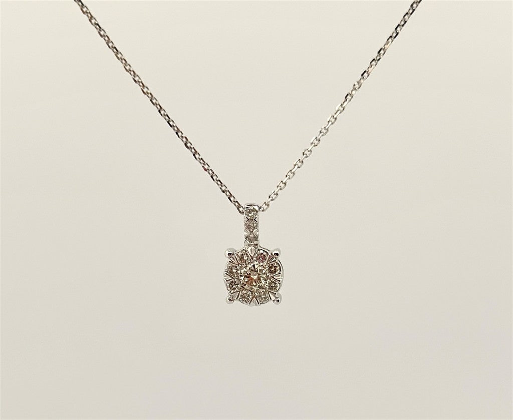 White Gold Diamond Cluster Necklace
