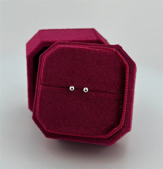 White Gold Ball Post Earrings