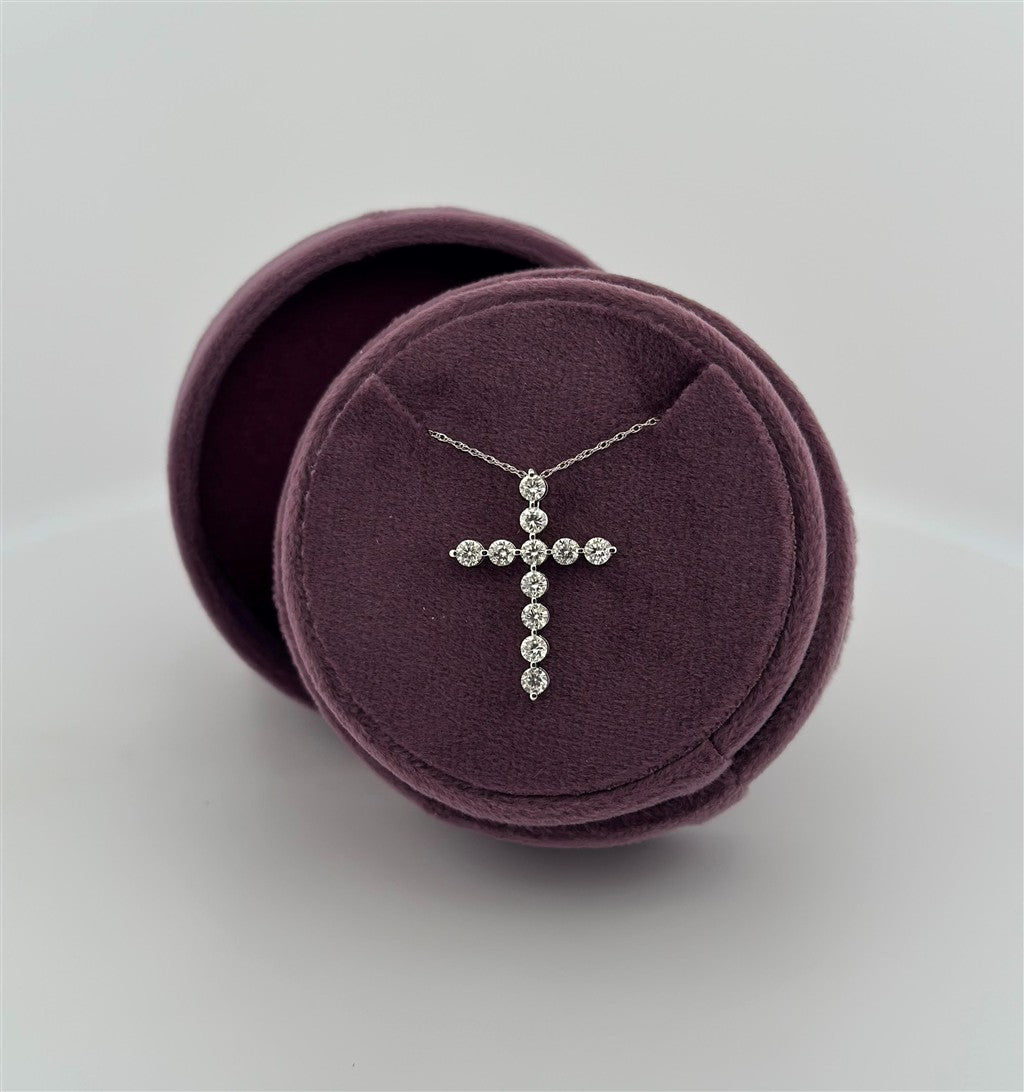 White Gold Lab Grown Diamond Cross Necklace