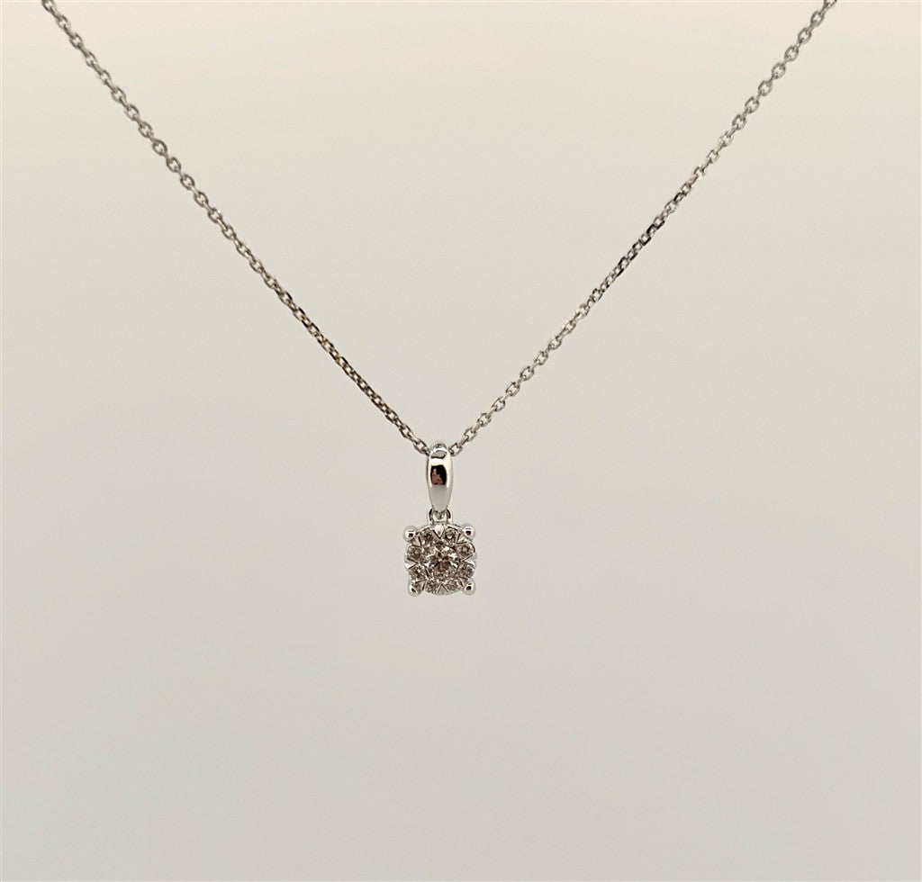 White Gold Diamond Cluster Necklace
