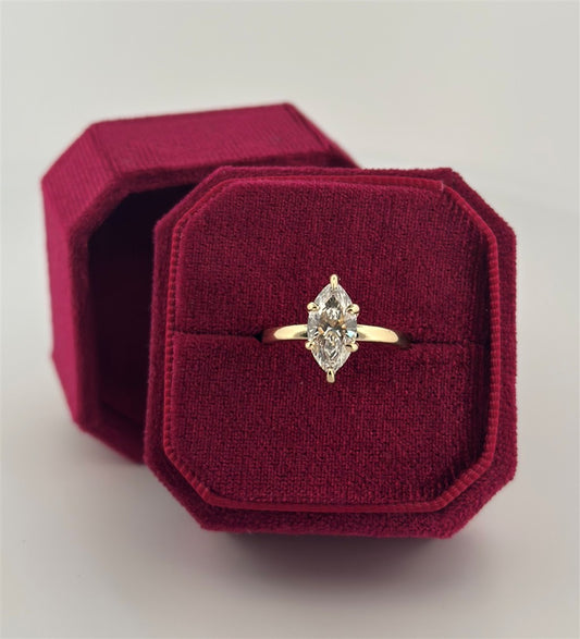Yellow Gold Lab Grown Marquise Diamond Engagement Ring