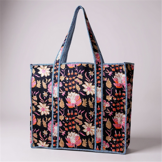 Floral Quilted Tote Bag