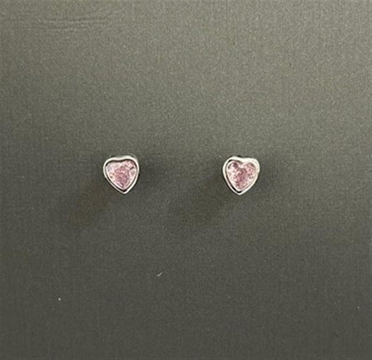 Sterling Silver Pink Heart Earrings