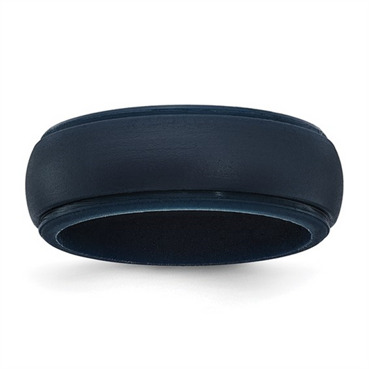 Navy Ridged Edge Silicone Wedding Band