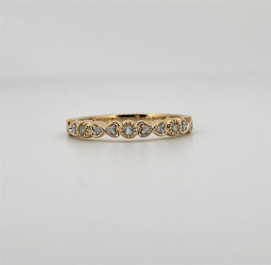 Yellow Gold Vintage Inspired March Birthstone Stackable Ring