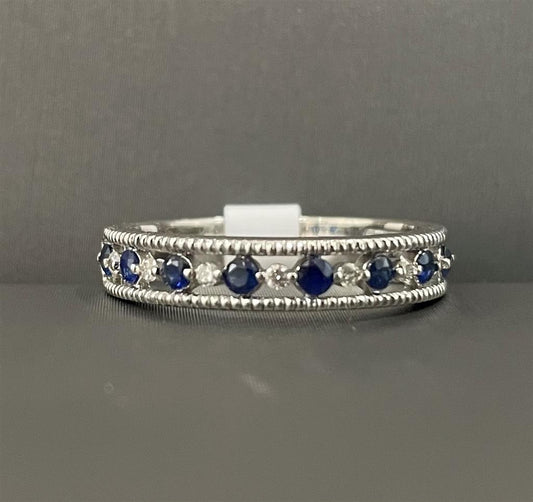 White Gold Sapphire And Diamond Stackable Ring