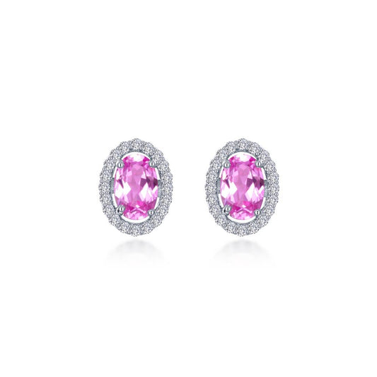 Lafonn Pink Sapphire Halo Stud Earrings