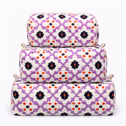 Lavender Floral Cosmetic Bag