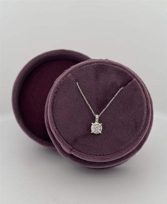 White Gold Diamond Cluster Necklace