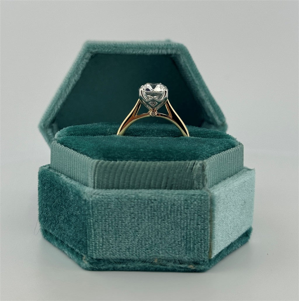Two-Tone Lab Grown Cushion Solitaire Engagement Ring