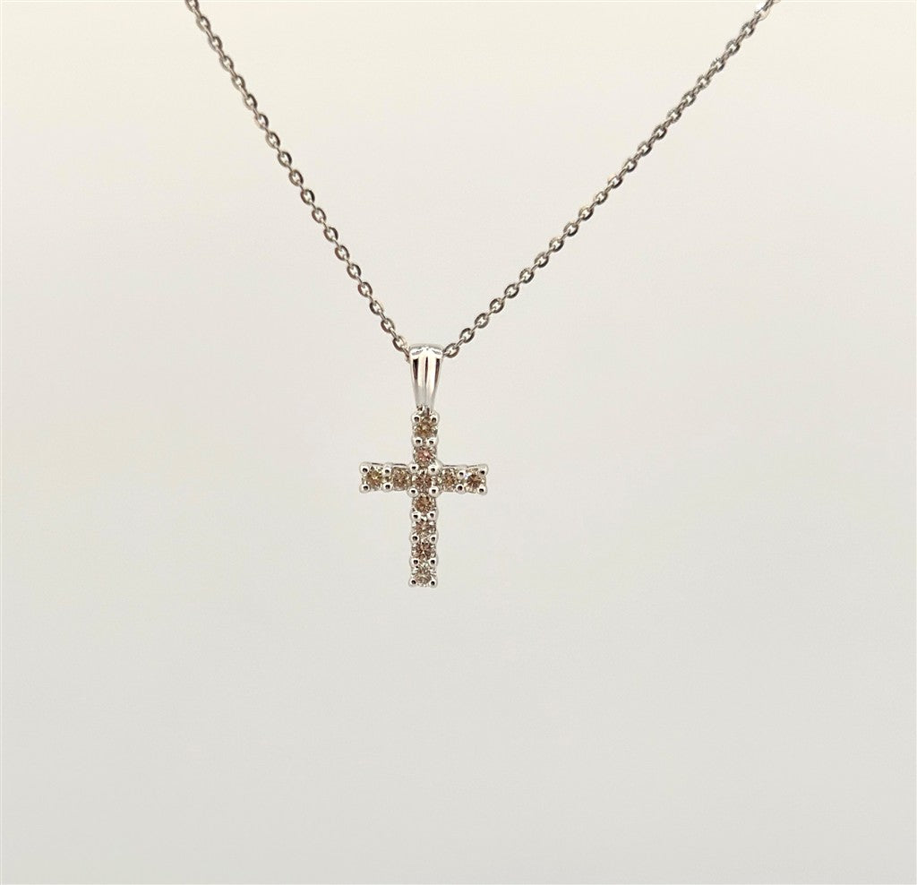 White Gold Diamond Cross Necklace