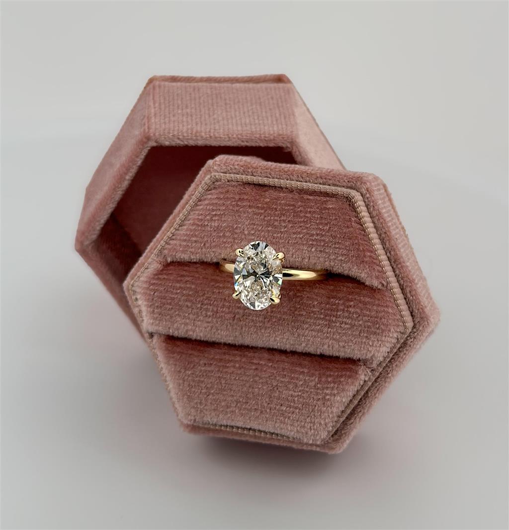 Yellow Gold Oval Lab Grown Solitaire Engagement Ring