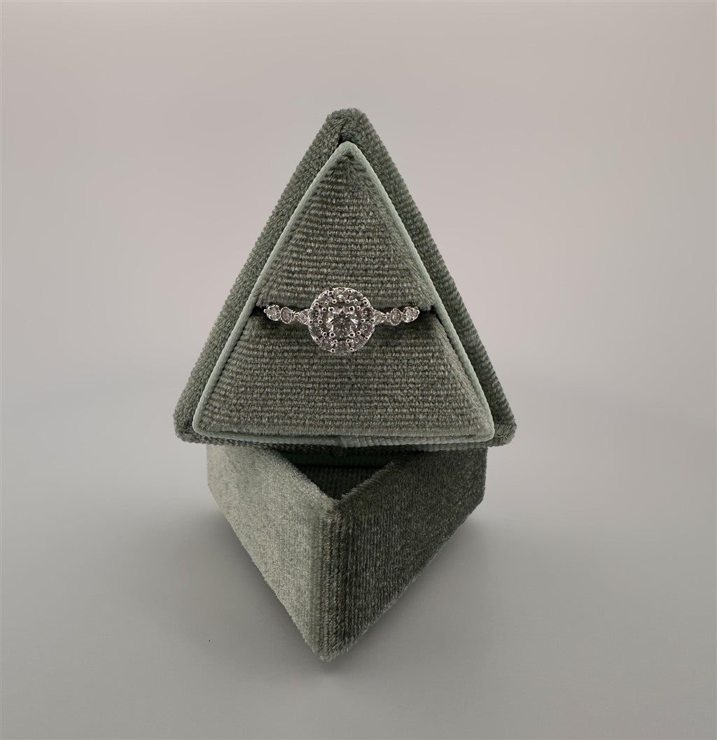 White Gold Vintage Inspired Halo Style Engagement Ring