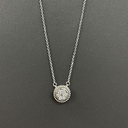 White Gold Diamond Bezel Set Necklace