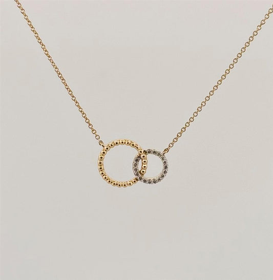 Yellow Gold Linked Double Circle Necklace