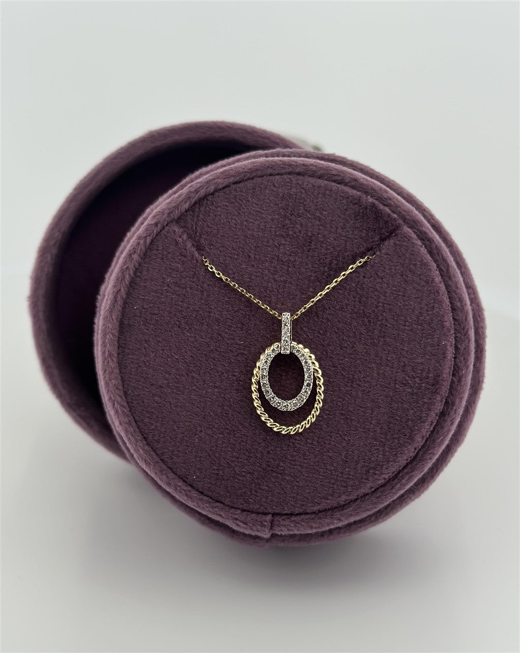 Yellow Gold Oval Shape Diamond Necklace