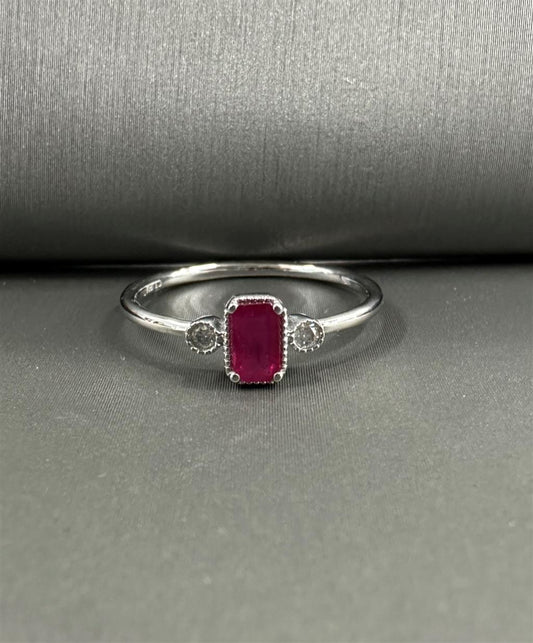 White Gold Emerald Cut Ruby Ring