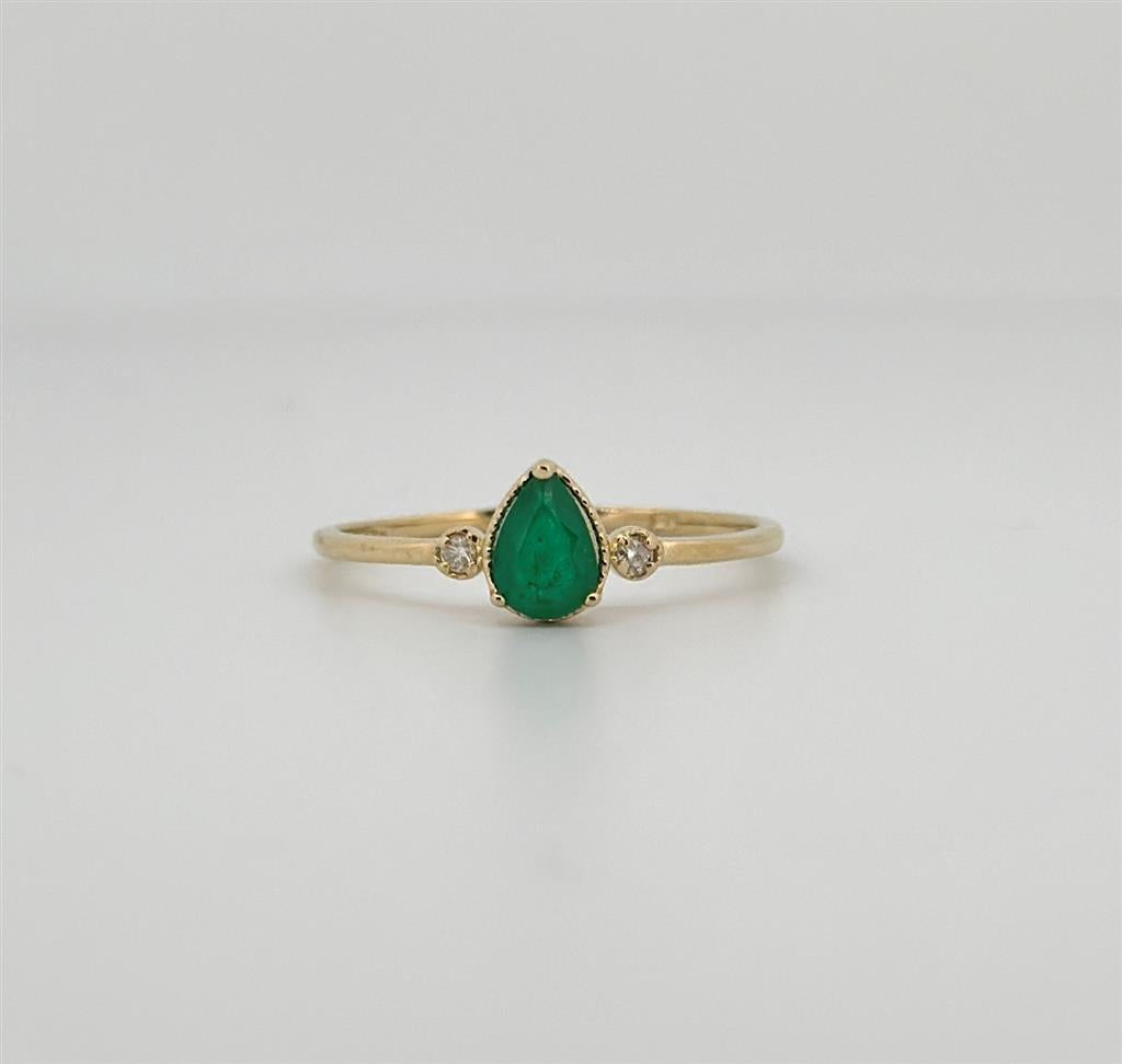 Yellow Gold Diamond Accented Emerald Ring