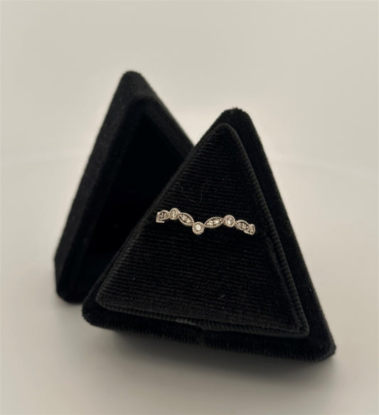 White Gold Vintage Inspired Curved Stackable Ring