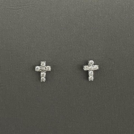 Childrens Sterling Silver Cross Earrings