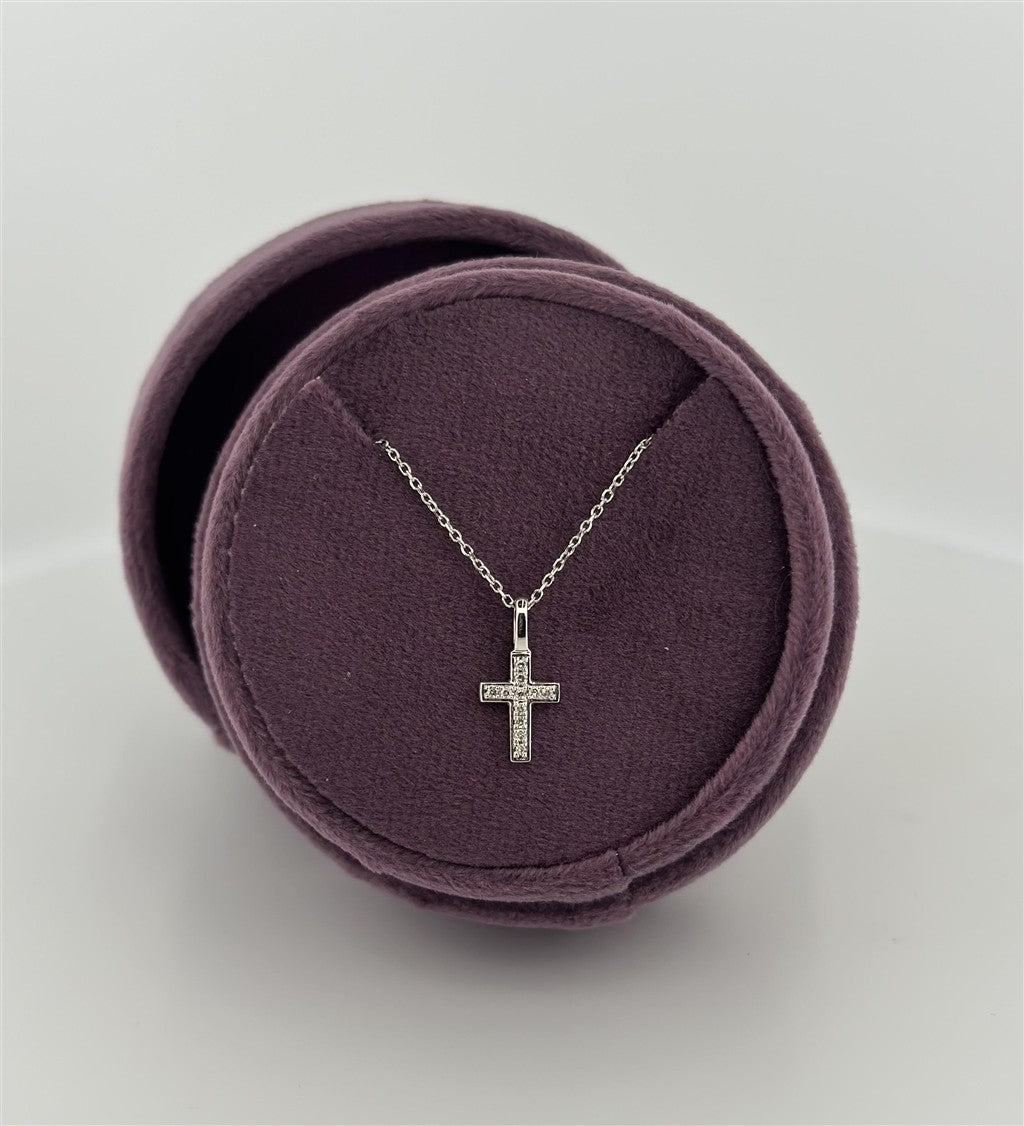 White Gold Diamond Cross Necklace