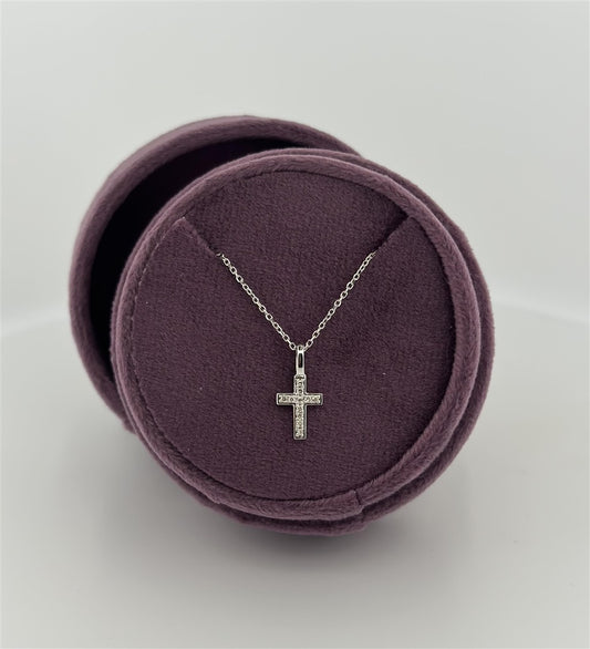 White Gold Diamond Cross Necklace