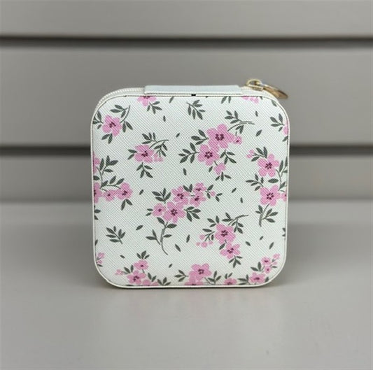 Pink Floral Travel Jewelry Box