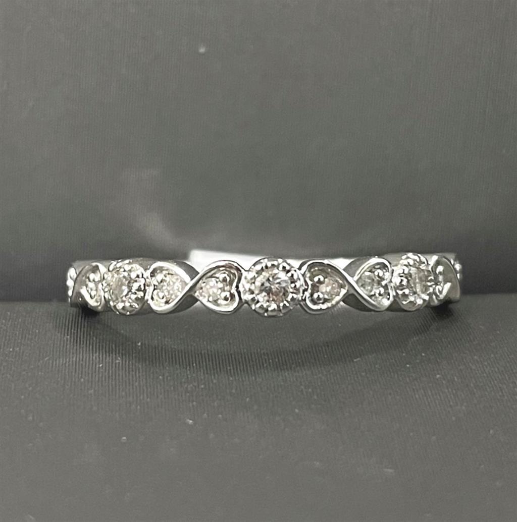 White Gold Vintage Inspired April Birthstone Stackable Ring