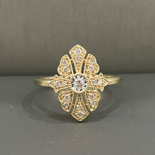 Yellow Gold Vintage Inspired Diamond Ring