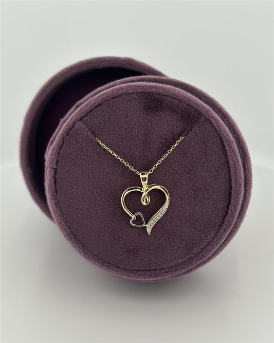 Two-Tone Diamond Heart Necklace