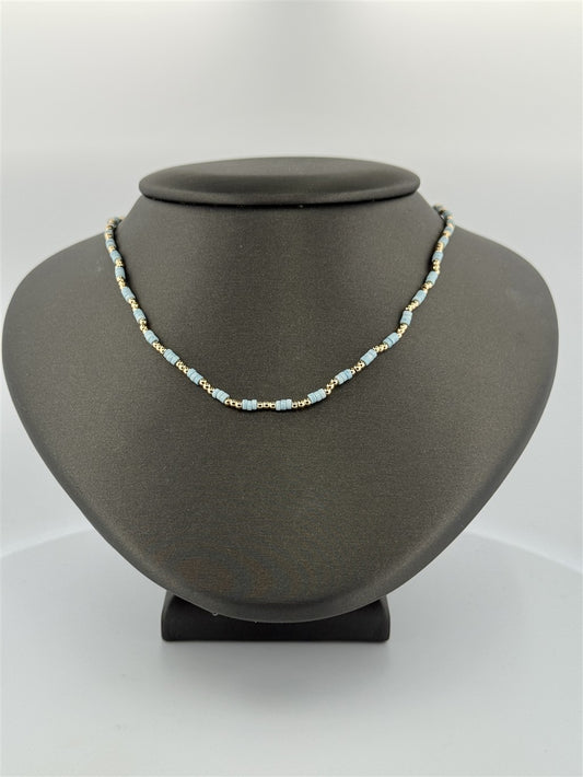 Teal Blue Beaded Necklace