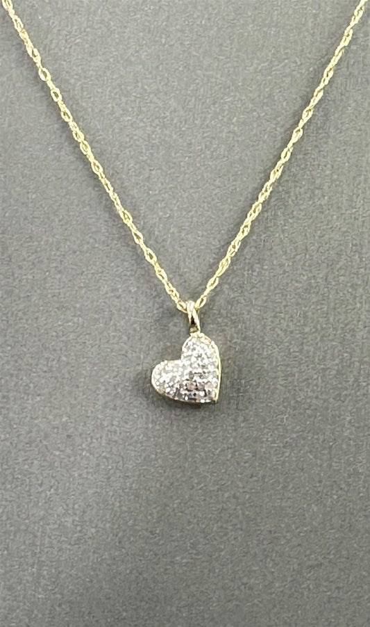 Yellow Gold Pave Heart Necklace