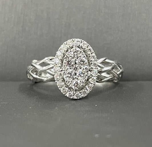 White Gold Halo Style Oval Engagement Ring