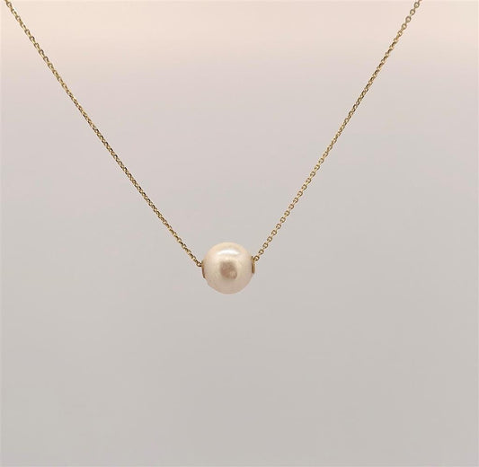 Yellow Gold Single Pearl Necklace