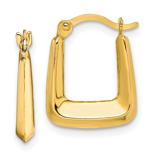 Yellow Gold Squared Hoop Earrings