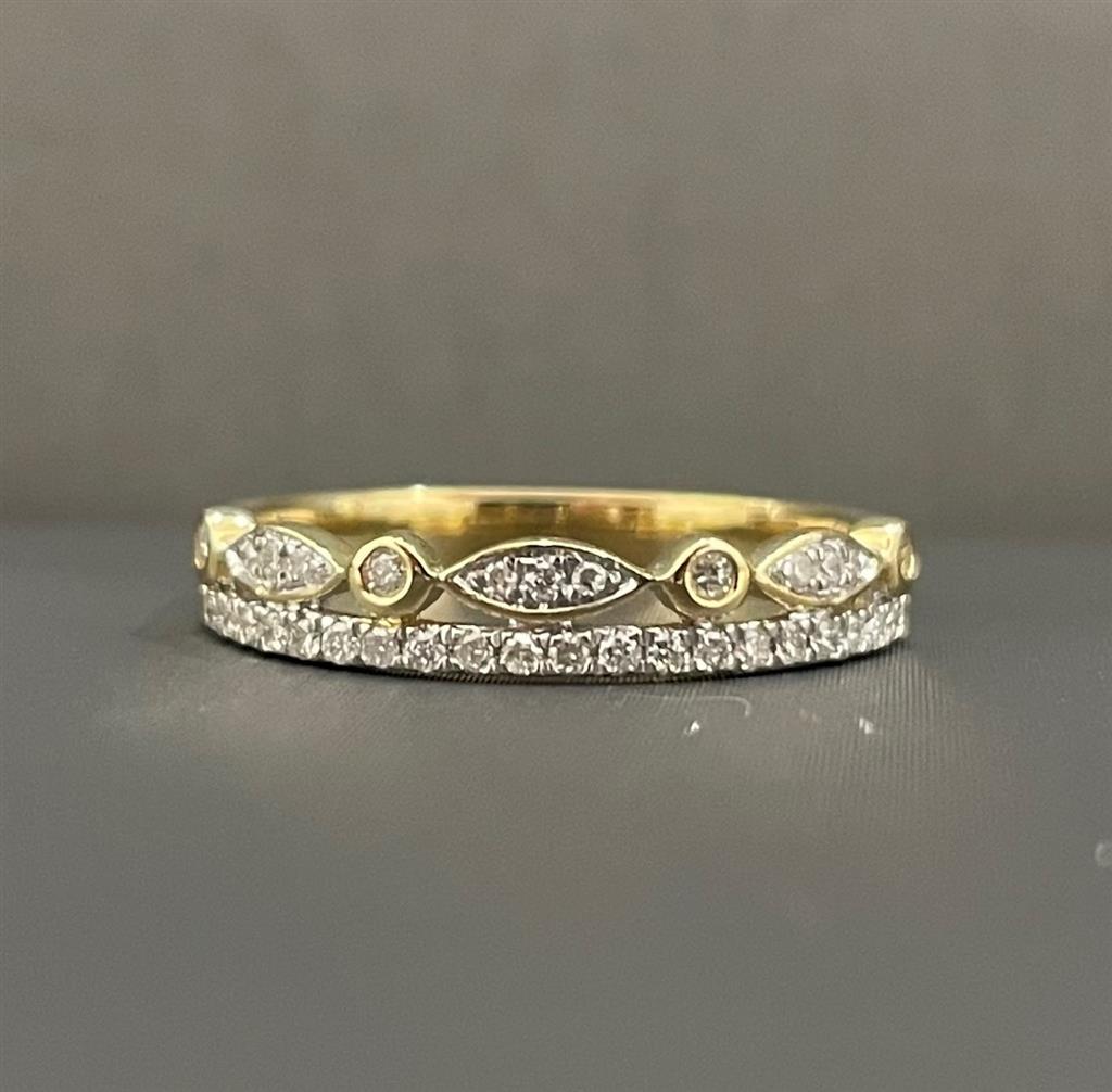 Yellow Gold Vintage Inspired Double Stackable Ring