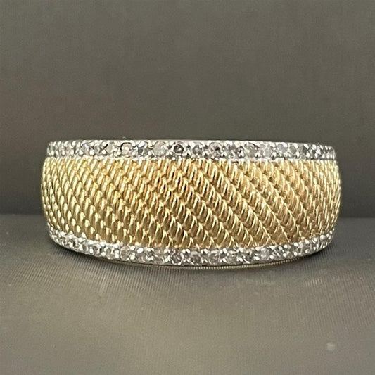 Yellow Gold Wide Diamond Stackable Ring