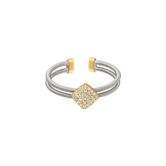 Sterling Silver With Gold Finish Cable Cuff Ring