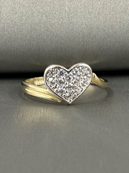 Yellow Gold CZ Heart Ring
