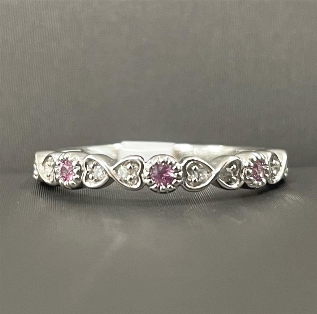 White Gold Vintage Inspired October Birthstone Stackable Ring