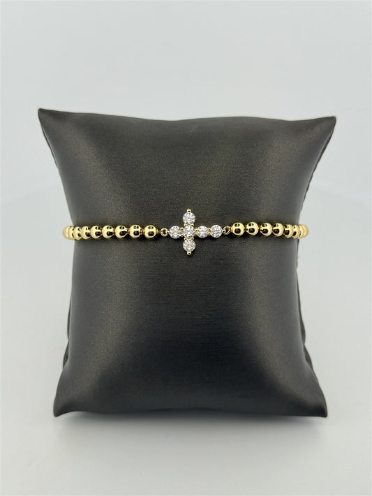 Trendy Beaded Cz Cross Bracelet