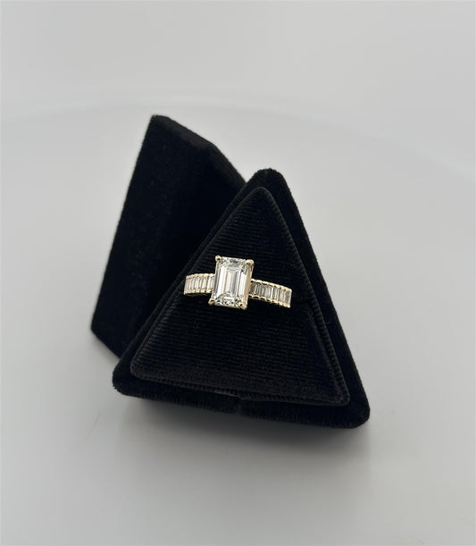 Yellow Gold Baguette Accented Engagement Ring
