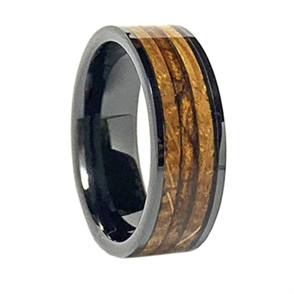 Whiskey Barrel And Cigar Leaf Wedding Band