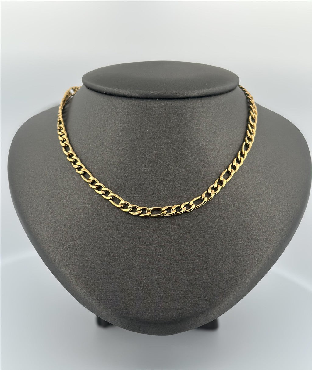 Stainless Yellow Plated Figaro Chain
