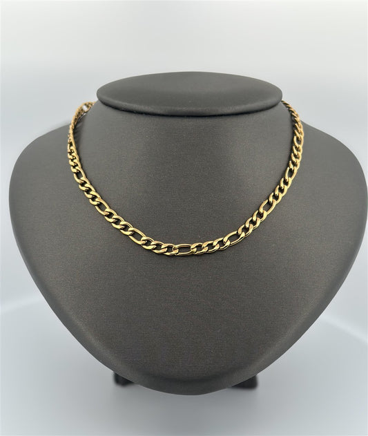 Stainless Yellow Plated Figaro Chain