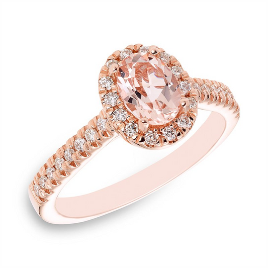 Rose Gold Halo Style Morganite Ring