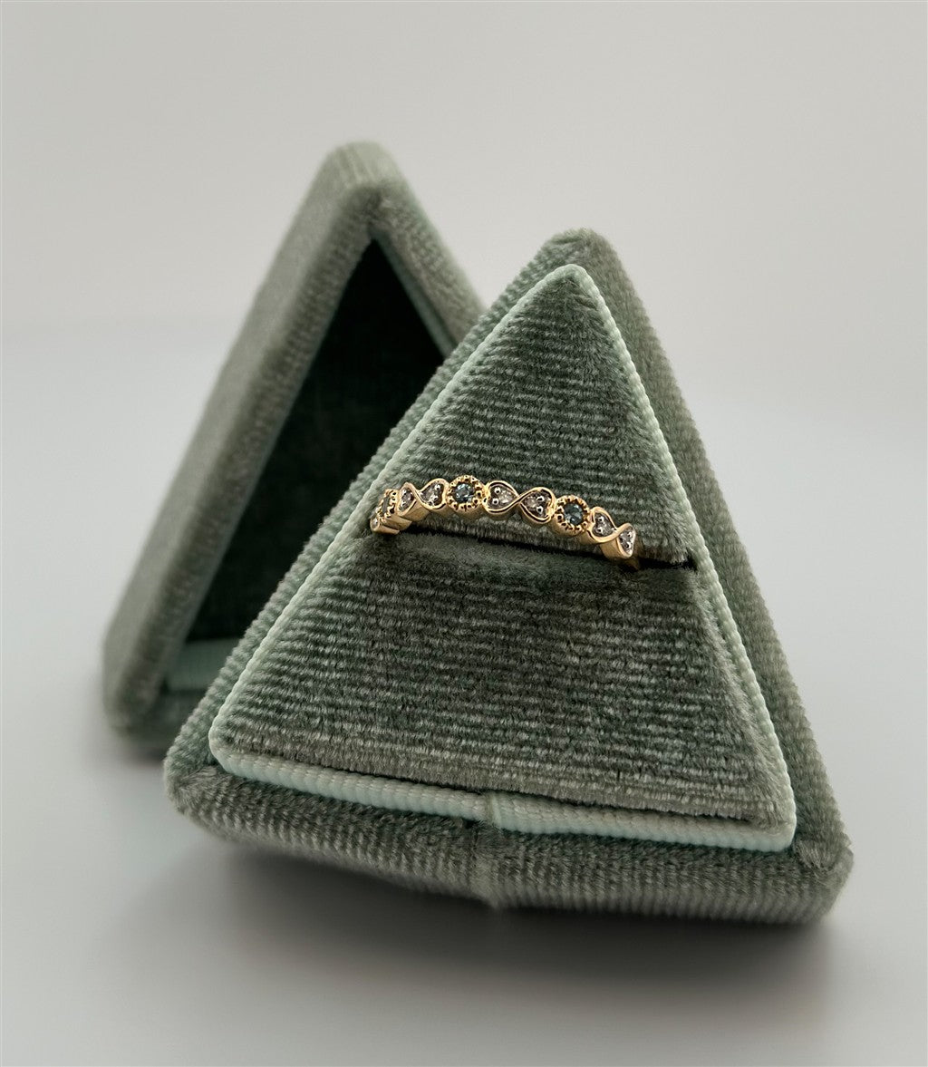 Yellow Gold Blue Topaz And Diamond Band