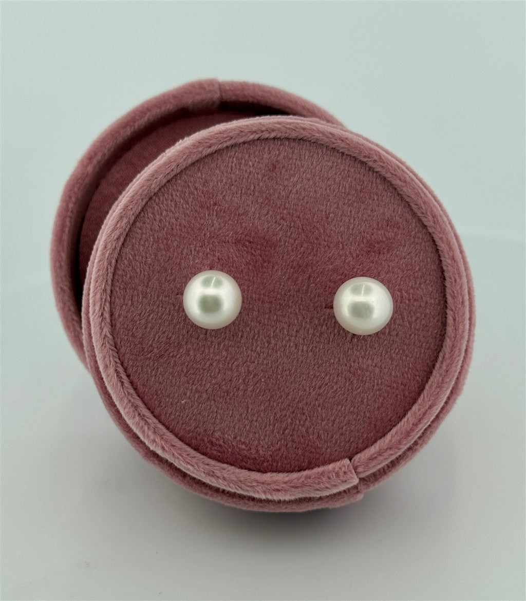 White Gold Pearl Earrings