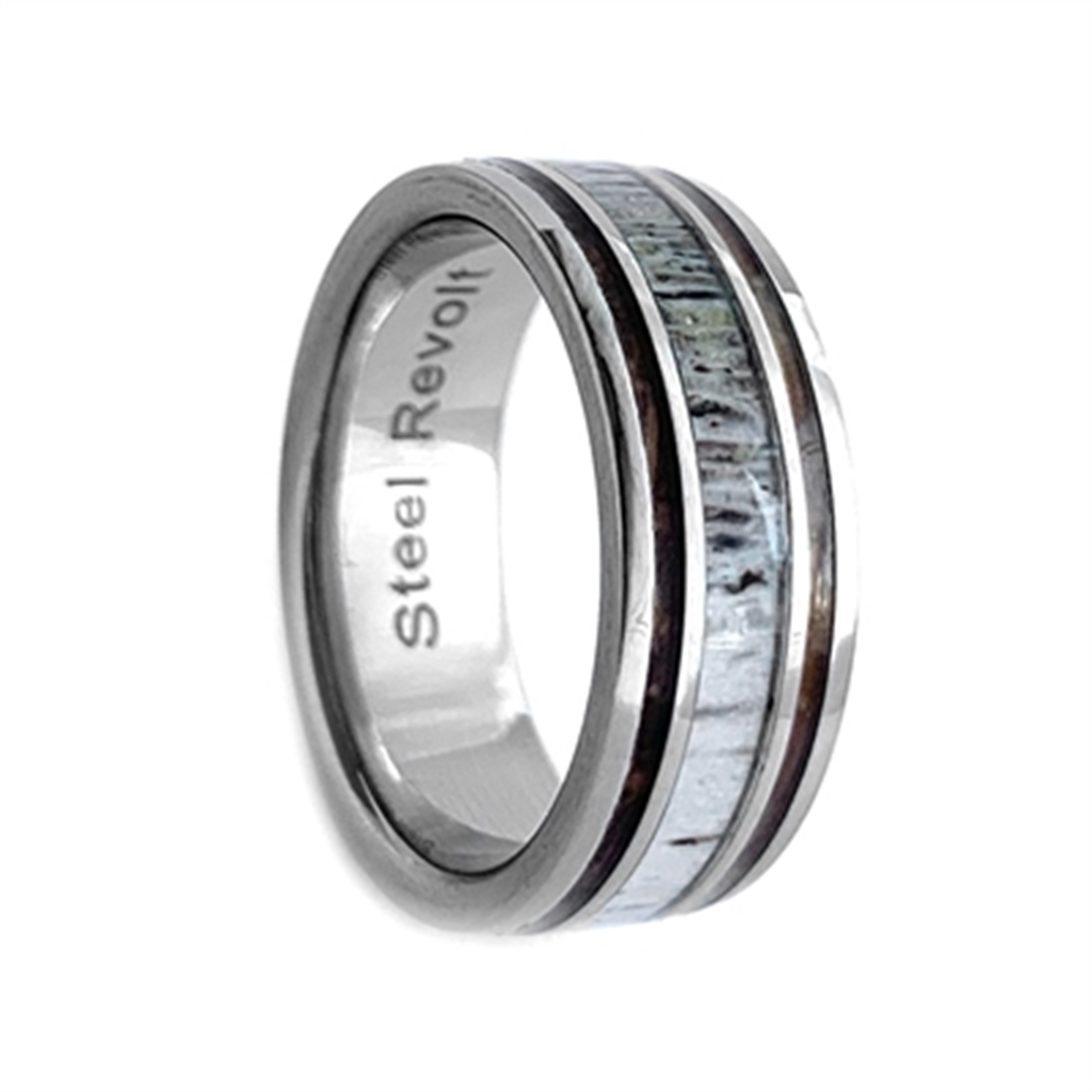 Antler And Whiskey Barrel Wedding Band