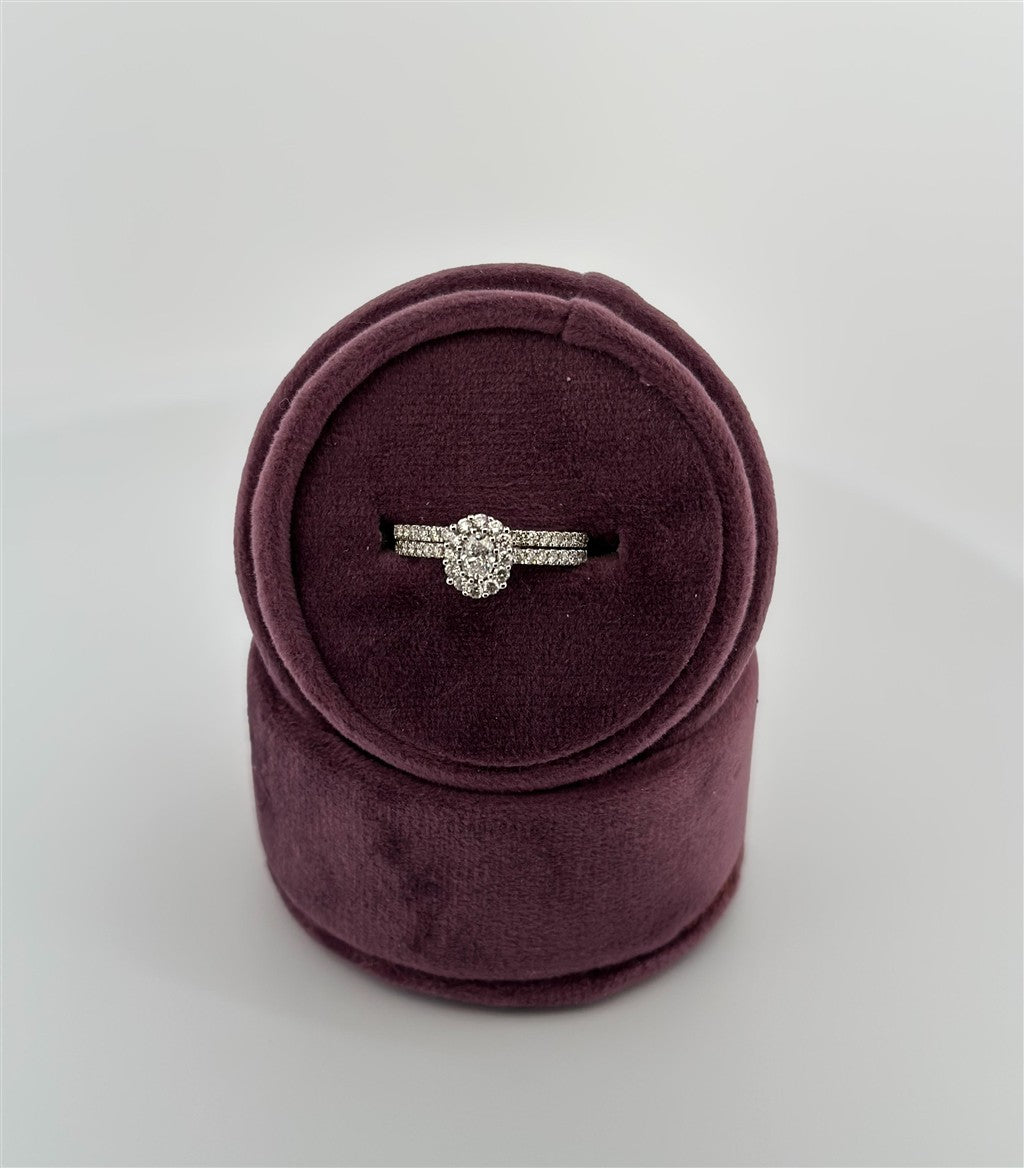 White Gold Halo Style Oval Diamond Bridal Set